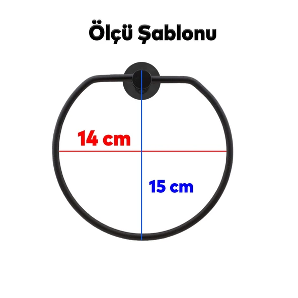 Bez Havluluk Aparatı Lavabo Banyo Mutfak Bez Havlu Askısı Siyah Paslanmaz Vidalı Metal - Resim 4