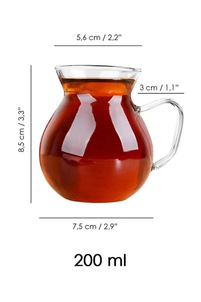 Mien Isıya Dayanıklı 6'lı Borosilikat Cam Bardak Kulplu Modern Çay Bardağı Seti Takımı - 9