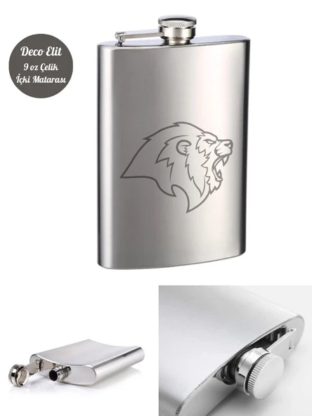 Aslan Temalı 9 Oz Paslanmaz Çelik Cep Matarası 266 Ml İçecek Cep Matarası - 2