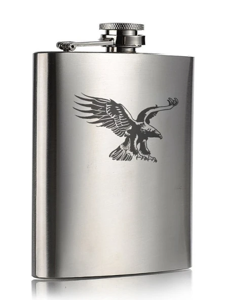 Kartal Temalı 9 Oz Paslanmaz Çelik Cep Matarası 266 Ml İçecek Cep Matarası - 5