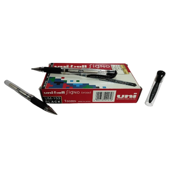 Uni-Ball Siyah Roller Kalem Signo Broad Jel Bilye Uç İmza Kalemi 1.0 MM 12'Li Kutu | UM-153 - 2