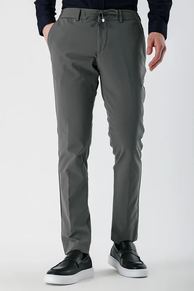Yazı Slim Fit Likralı Erkek Jogger Pantolon-7329 - 2
