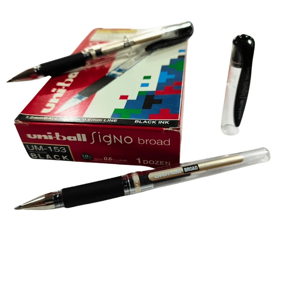 Uni-Ball Siyah Roller Kalem Signo Broad Jel Bilye Uç İmza Kalemi 1.0 MM 12'Li Kutu | UM-153 - 3