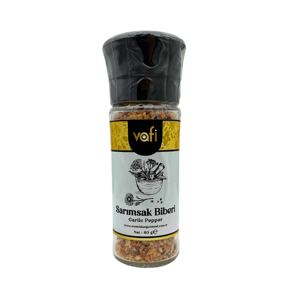 Vafi Cam Değirmen Kapak Serisi Sarımsak Biberi 60 gr