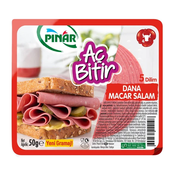 PınarAç Bitir Dana Macar Salam 50 gr