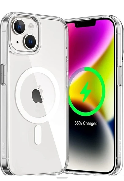 İPhone 13 için Kılıf Kamera Korumalı Magsafe Wireless Şarj Özellikli Şeffaf Kılıf