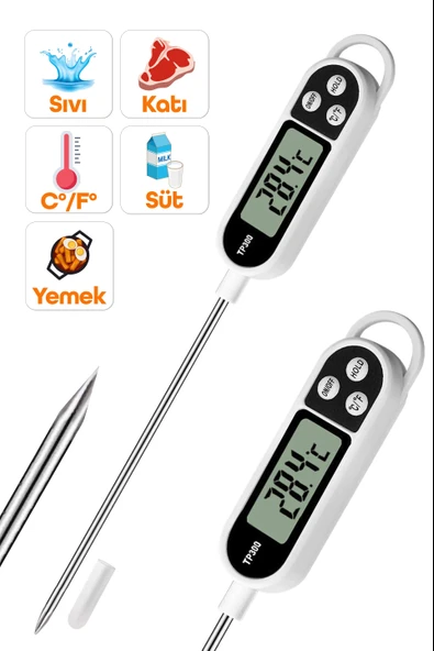 Dijital Gıda Termometresi Sıvı Gıda Et Su Bebek Süt Mama Yiyecek Sıcaklık Mutfak Isı Ölçer 3238 - 2