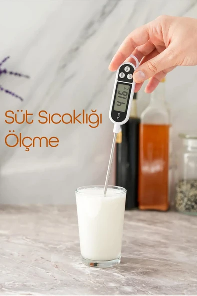 Dijital Gıda Termometresi Sıvı Gıda Et Su Bebek Süt Mama Yiyecek Sıcaklık Mutfak Isı Ölçer 3238 - 7