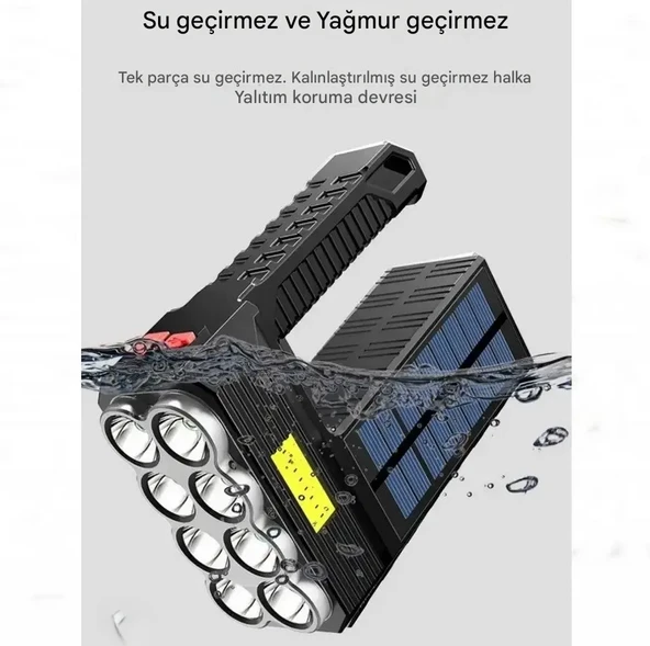 QASUL Ultra Güçlü 8 GÖZLÜ Solar Güneş Panelli Şarjlı Kamp Lambası Uzun Menzilli Kamp Feneri - 4