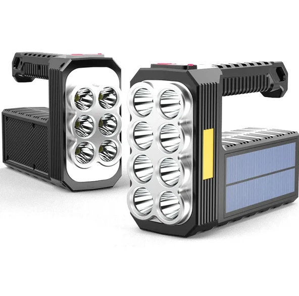 QASUL Ultra Güçlü 8 GÖZLÜ Solar Güneş Panelli Şarjlı Kamp Lambası Uzun Menzilli Kamp Feneri