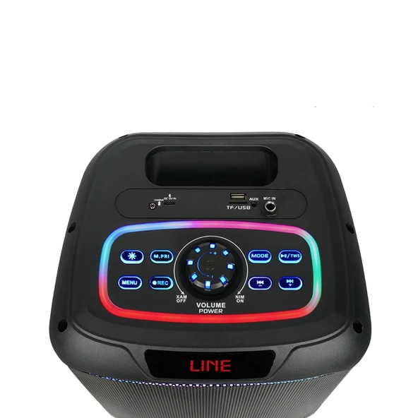 Zore GD-907 Dijital LED Göstergeli FM Radyolu Mikrofonlu RGB TWS 8 inç Stereo Bass Kablosuz Karaoke Hoparlör - 7