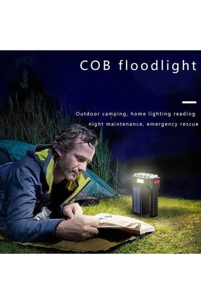 QASUL Ultra Güçlü 8 GÖZLÜ Solar Güneş Panelli Şarjlı Kamp Lambası Uzun Menzilli Kamp Feneri - 5