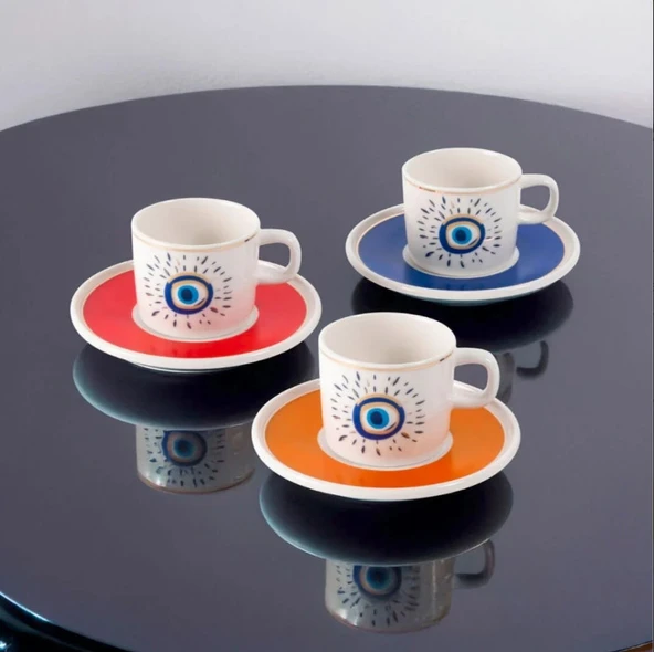 Güral Porselen Mental 12 Parça Kahve Fincan Takımı Nazar