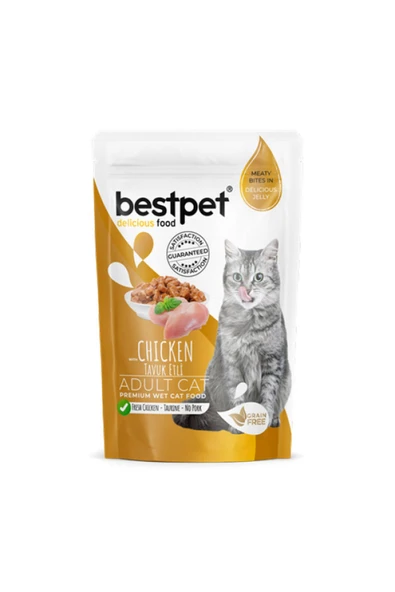 85 gr X 24 ADET Yetişkin Kediler İçin, Tahılsız, Jöle İçinde Tavuk Parça Etli Yaş Mam GLSTD ürün görseli 1