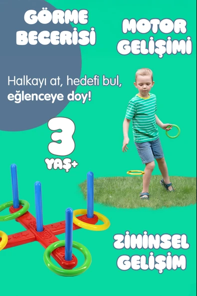 Halka Atma Oyunu Zeka Geliştirici Duyusal Halka Atma Zihin Eğitici Çocuk Oyuncak Quoits 4075 - 3