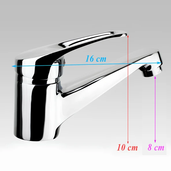 Mix Batarya Krom Lavabo Banyo Mutfak Musluğu Musluk Mermer Tezgah Üstü Çift Su Giriş Evye - 3