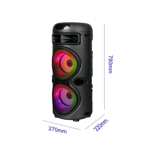 Zore GD-2402 Dijital LED Göstergeli FM Radyolu Mikrofonlu RGB TWS Çift 4 inç Stereo Bass Kablosuz Karaoke Hoparlör - 9