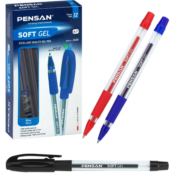 Pensan Tükenmez Kalem Soft Gel 0,7 MM Mavi-12-PKT ürün görseli 1