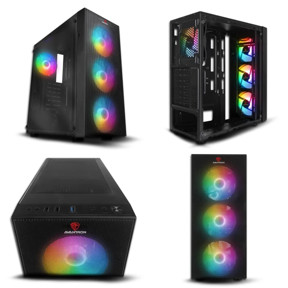 Everest Kasa Faced V1 Mesh Temperli 4x12Cm Rainbow Fanlı Atx Mid-T Gaming (Power Yok)