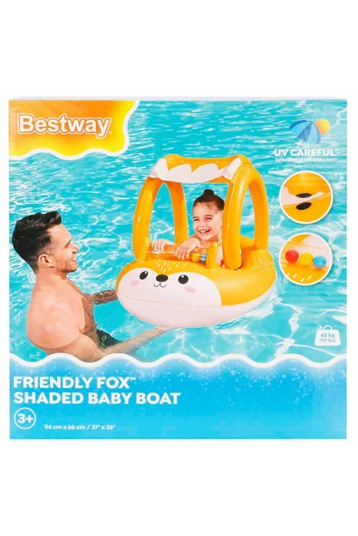 Gölgelikli Şişme Bot Sevimli Tilki Temalı: 94x66 cm Boyutuyla Miniklerin Yeni Favorisi! - 5