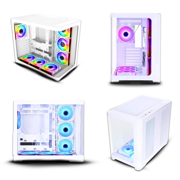 Power Boost Kasa PB-SS02W Sea View USB 3.0, ATX 7 x ARGB Fanlı Beyaz Kasa (Psu Yok)