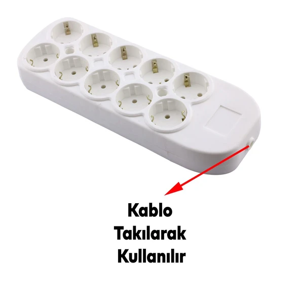 10'lu Grup Priz Klemensli Fiş Priz Topraklı Çoklu Grup Priz Çoğaltıcı Onlu Kablosuz - 2