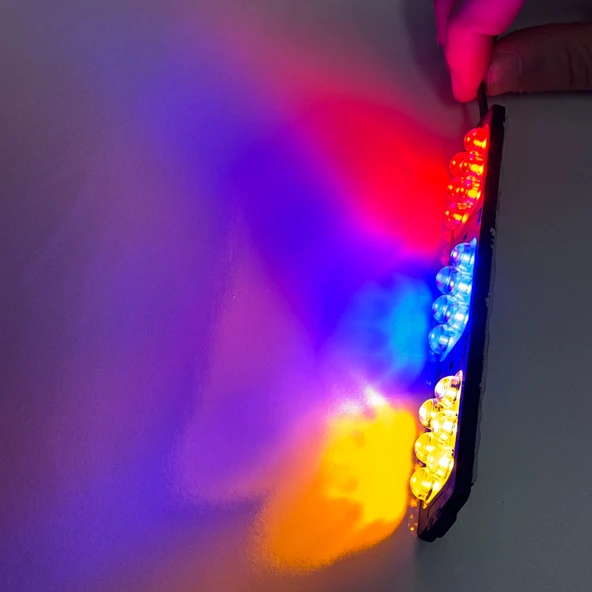 Polis çakar IP65 2835SMD Kırmızı Mavi Sarı Flaş Strobe Işıklar Aydınlatma oto araba motor 200LM LED DC 12V 9W 18 Göz Led 3 Renk 150x26MM - 6