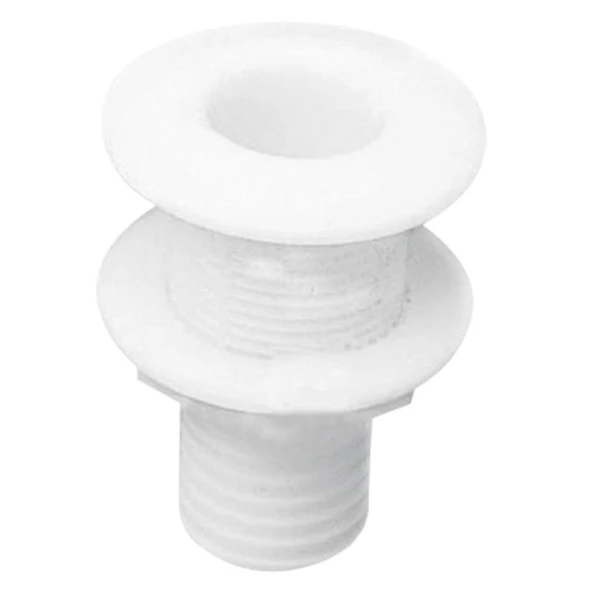 Thru-Hull w/Fl.Flange 1 1/2", w/Hose Barb Ø39mm,White