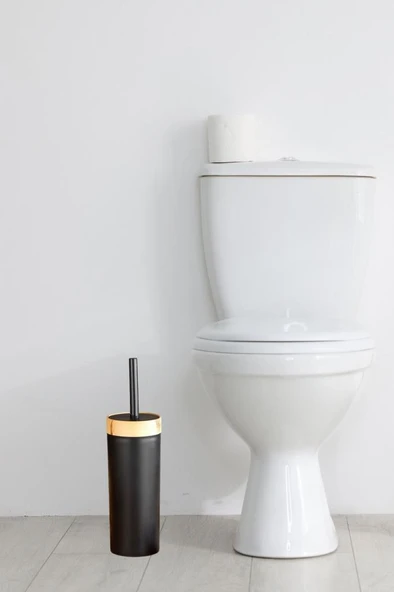 Flora Bambu Desen WC Klozet Fırçası Plastik, Tuvalet Banyo WC Temizleme Fırçası Siyah - Resim 4