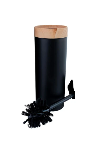 Flora Bambu Desen WC Klozet Fırçası Plastik, Tuvalet Banyo WC Temizleme Fırçası Siyah - Resim 3