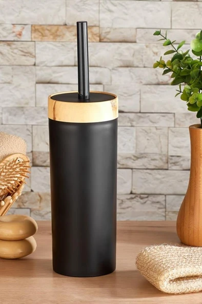 Flora Bambu Desen WC Klozet Fırçası Plastik, Tuvalet Banyo WC Temizleme Fırçası Siyah ürün görseli 1