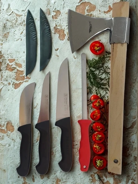 Sürmene El Yapımı Plastik Sap Kasap Kurban Et Doğrama Kırma Seti - Resim 2