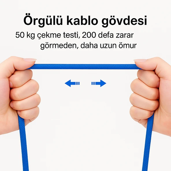 Naylon Örgülü 90 Derece 1 Metre 2.1A  Micro Hızlı Şarj Kablosu  W05 - 2