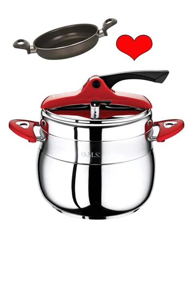 Oms Çelik Düdüklü Tencere 7 Litre ve Mehtap Teflon Sahan 18 CM