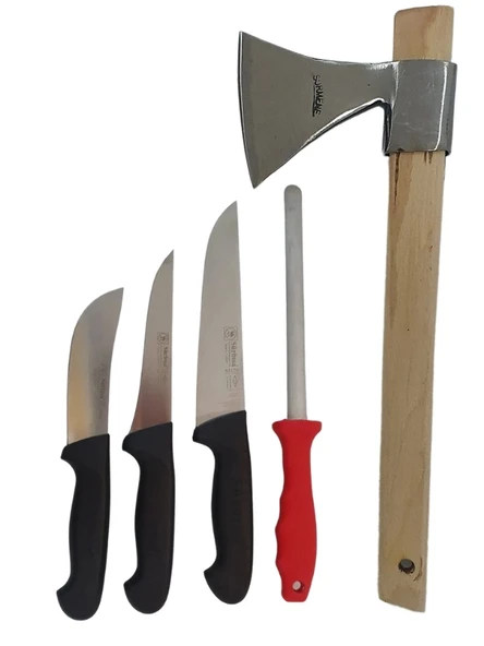 Sürmene El Yapımı Plastik Sap Kasap Kurban Et Doğrama Kırma Seti - Resim 4