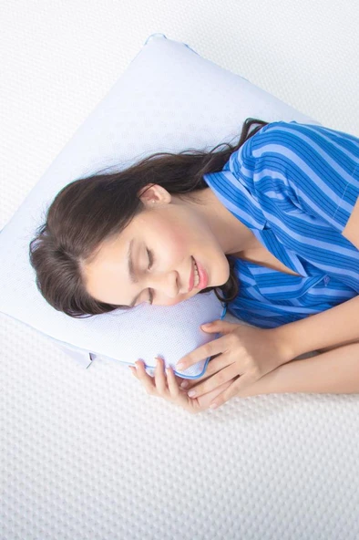 Air Terapi Hava Kanallı Ortopedik Yastık Visco Yastık Mavi 60x40x16cm - Resim 9