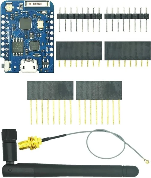 WEMOS D1 Mini Pro 16MB ESP8266 WiFi Geliştirme Kartı CP2104 USB Antenlİ Arduino IDE Uyumlu - Resim 3