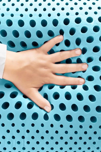 Air Terapi Hava Kanallı Ortopedik Yastık Visco Yastık Mavi 60x40x16cm - Resim 4