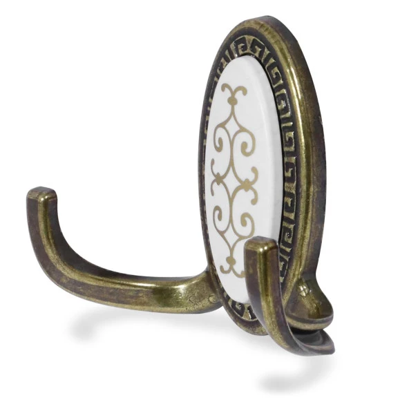 Seçil Vestiyer Duvar Askısı Dolap Elbise Askılığı Antik Sarı Metal Askı - 2