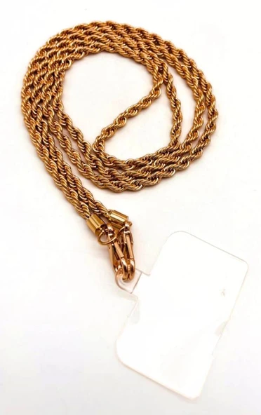 Angel Çanta Aksesuar 120 cm Light Gold Renk  Burgulu Zincir Telefon Aksesuarı, Telefon Zinciri, Telefon Askısı, Telefon Boyun Askısı, Tüm Telefon Kılıfları İçin Uygundur (Kılıf Değildir) ürün görseli 1