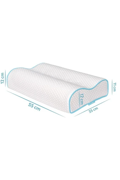 Çift Taraflı Yüksek Boyun Destekli Ortopedik Yastık Visco Yastık - 55x35x12-11cm