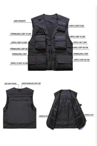 Single Sword 15 Cepli Çok Amaçlı Avcı Sporcu Yeleği - Outdoor Fileli Yelek - 8