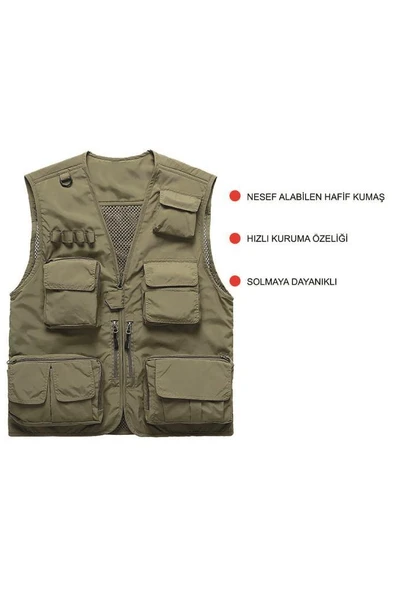 Single Sword 15 Cepli Çok Amaçlı Avcı Sporcu Yeleği - Outdoor Fileli Yelek - 2