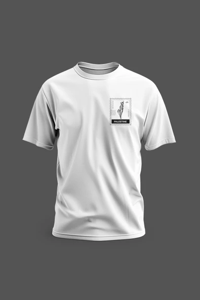 Kısa Kollu Yanlı Küçük Filsitin Posta Dijital Baskılı Unisex S - 2xl T300002 - 3