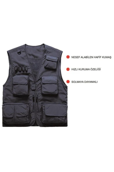 Single Sword 15 Cepli Çok Amaçlı Avcı Sporcu Yeleği - Outdoor Fileli Yelek - 9