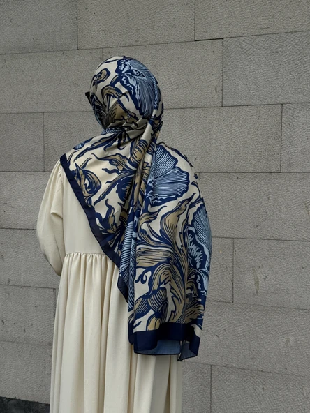 Pamuklu Soft Luna Desen Şal-Mavi