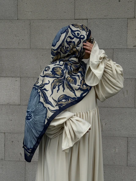 Pamuklu Soft Luna Desen Şal-Mavi - 5