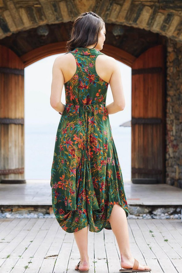 Gömlek Yaka Viskon Elbise - 4