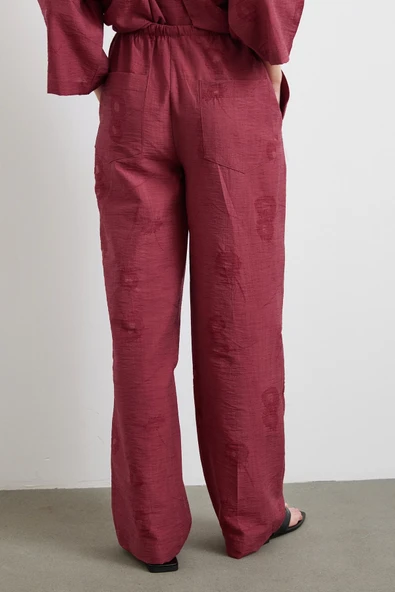 Arka Cepli Salaş Pantolon Bordo - 6