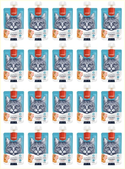 Wanpy Taze Tavuklu & Havuçlu Kedi Et Ezmesi 90 Gr*20 Lİ PAKET